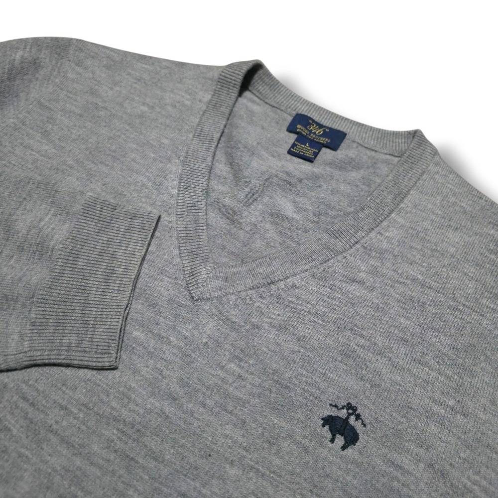 Brooks Brothers Extra Fine Merino Wool Blend V-Neck Gray Sweater Mens Large